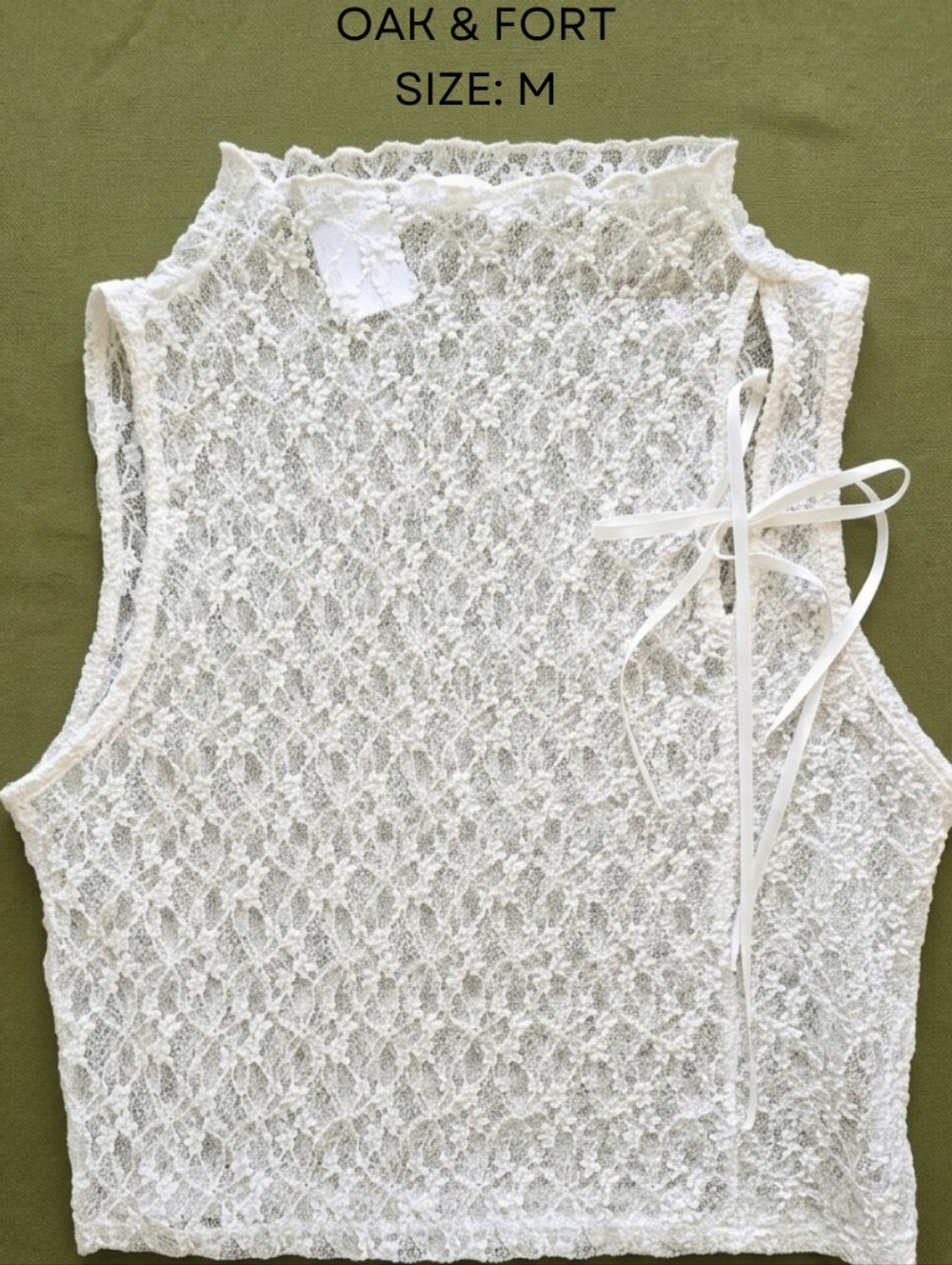OAK + FORT Ivory Lace Sleeveless Camisole with Side Tie